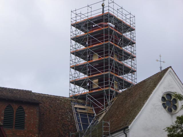 Glockenturm mit Baugerüst. Foto: zVg, M. Rudin