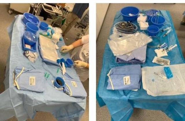 Bereit für den Eingriff: Ein Standard-Set für die interventionelle Radiologie (li.) und Kardiologie.